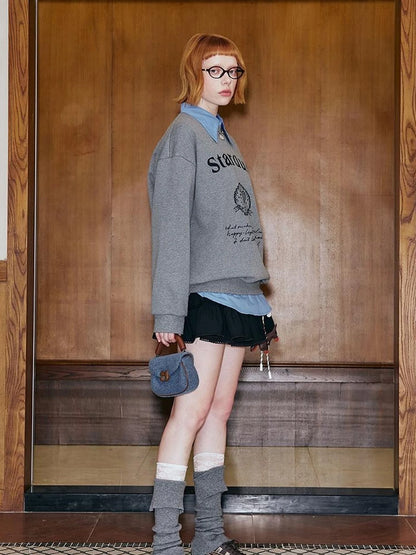 Tennis Shell Hand Drawn Slim Fit Fall Cotton Sweatshirt