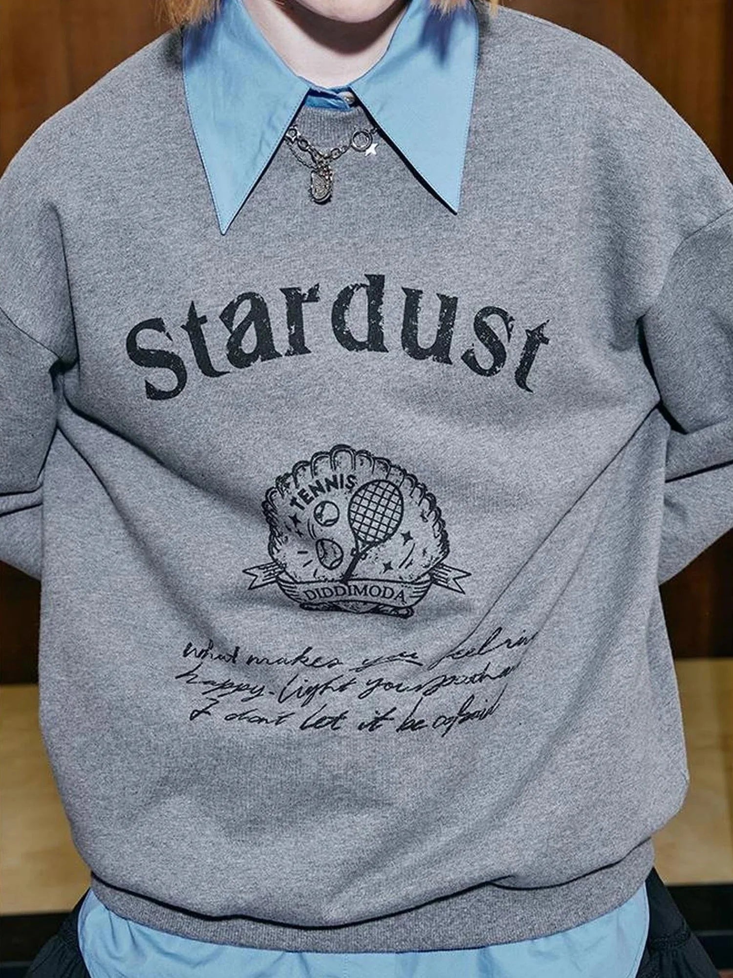 Tennis Shell Hand Drawn Slim Fit Fall Cotton Sweatshirt