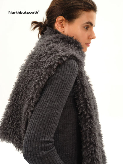Textured Curly Teddy Plush Faux Fur Women&