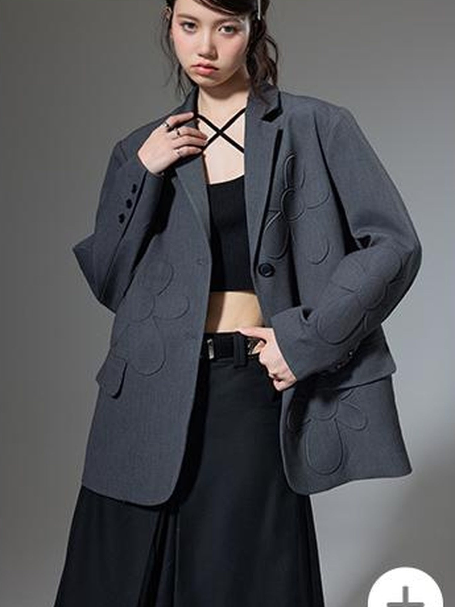 DIDDI MODA Textured Floral Blazer Spring Structured Jacket