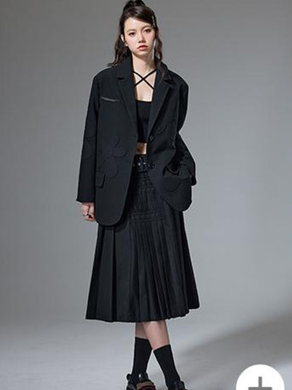 DIDDI MODA Textured Floral Blazer Spring Structured Jacket