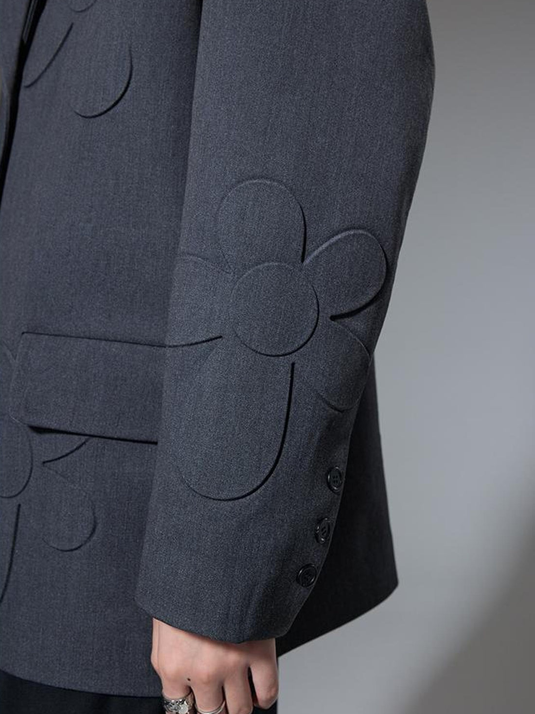 DIDDI MODA Textured Floral Blazer Spring Structured Jacket