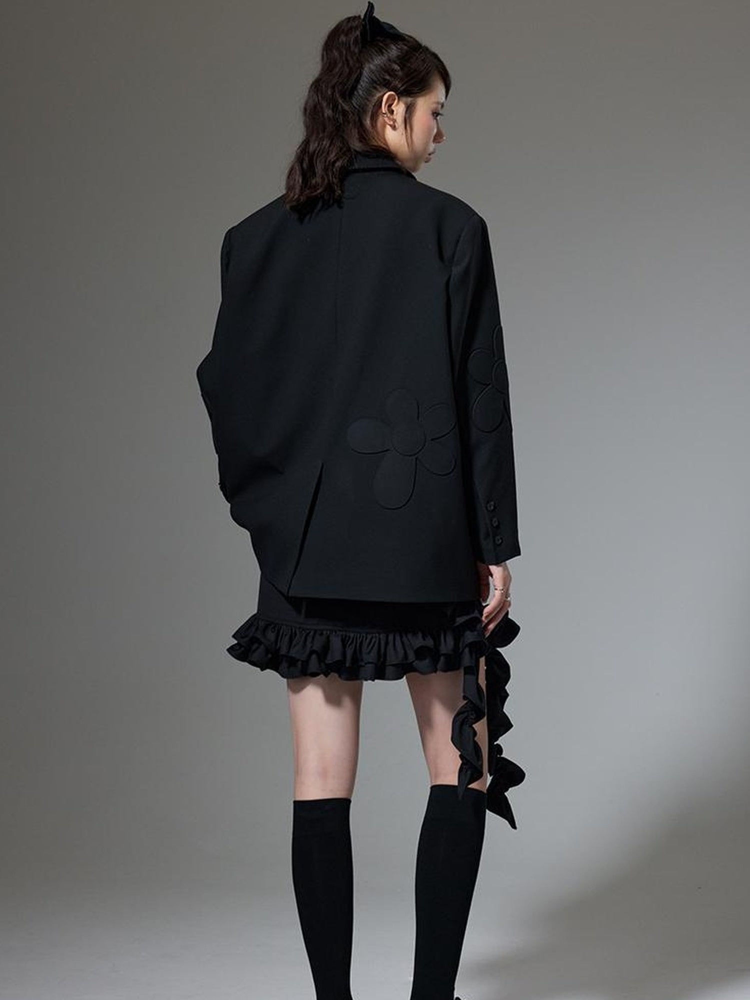 DIDDI MODA Textured Floral Blazer Spring Structured Jacket