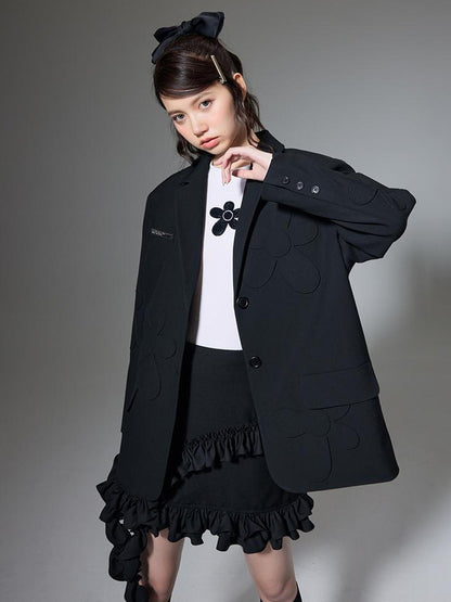 DIDDI MODA Textured Floral Blazer Spring Structured Jacket