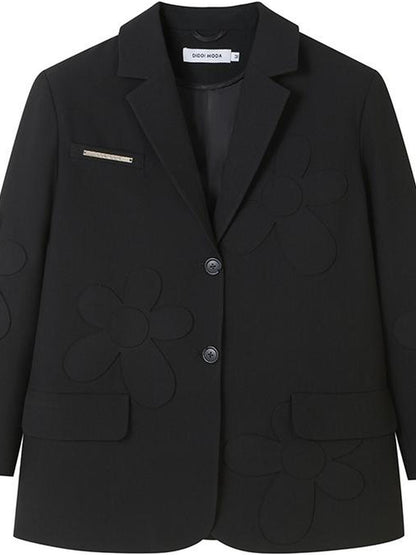 DIDDI MODA Textured Floral Blazer Spring Structured Jacket