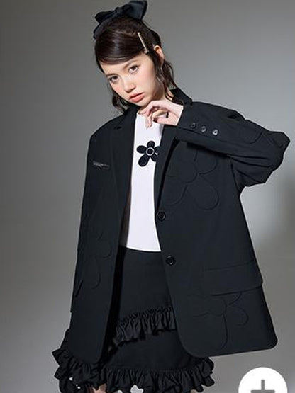 DIDDI MODA Textured Floral Blazer Spring Structured Jacket