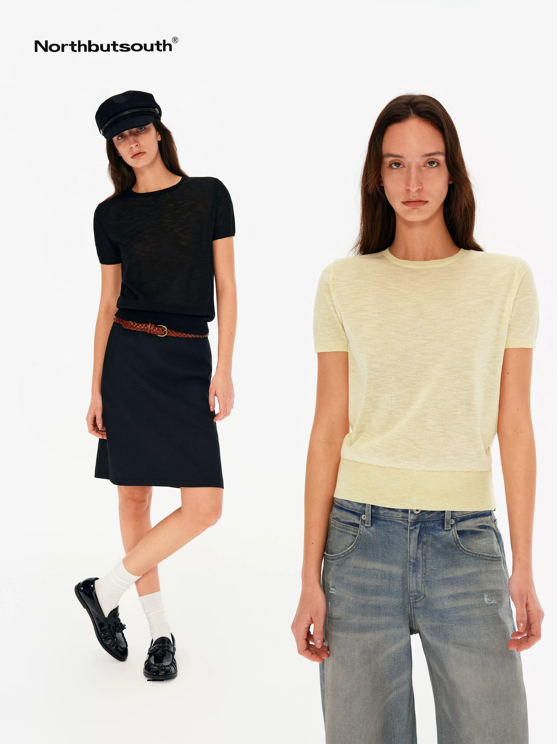 Textured Linen Knit Round Neck Women&