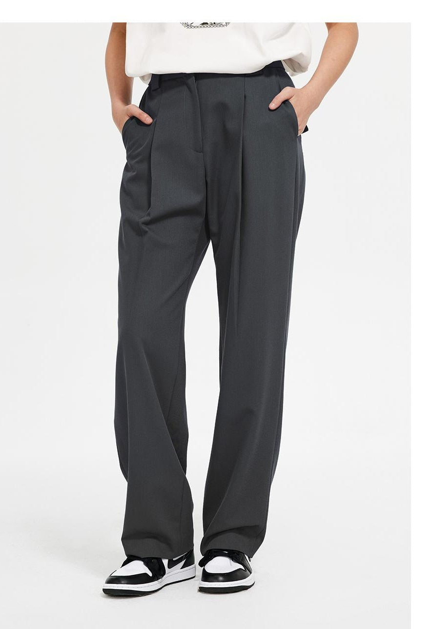 Textured Straight-Leg Trousers in Custom-Woven Fabric