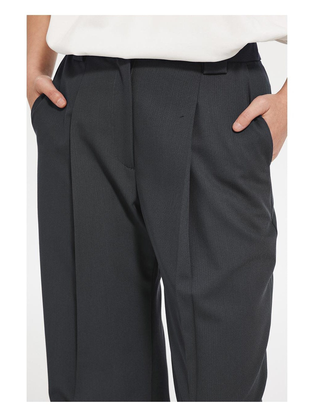 Textured Straight-Leg Trousers in Custom-Woven Fabric