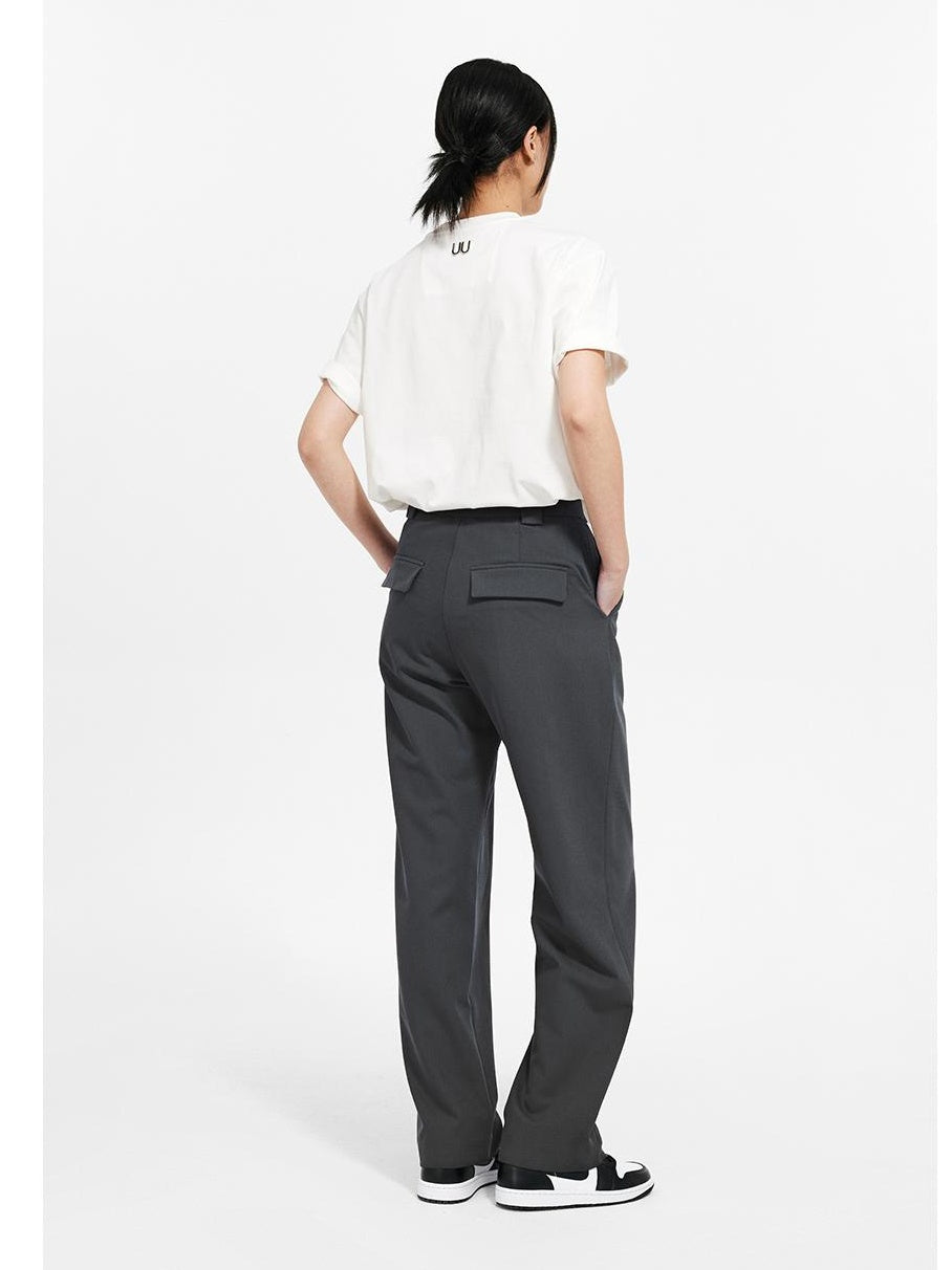 Textured Straight-Leg Trousers in Custom-Woven Fabric