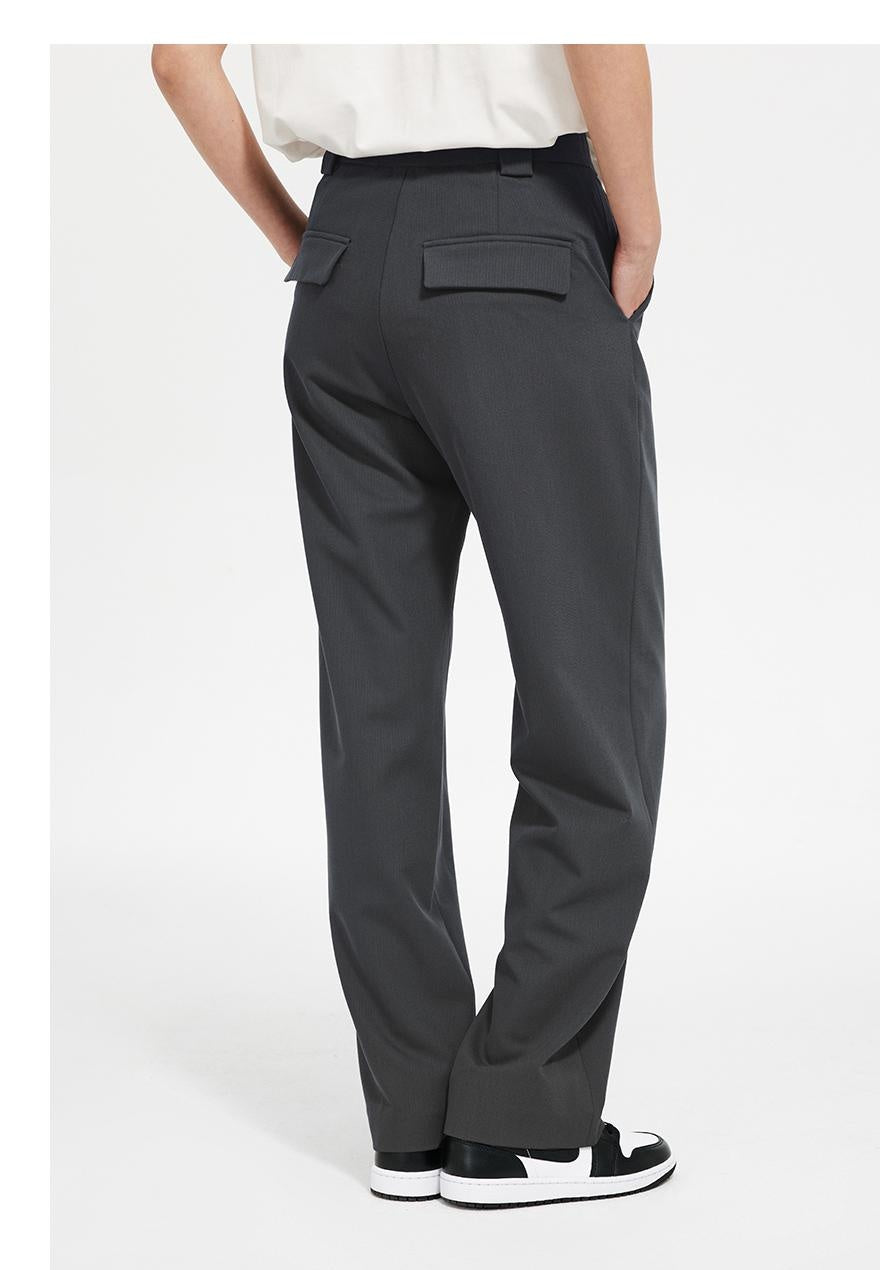 Textured Straight-Leg Trousers in Custom-Woven Fabric