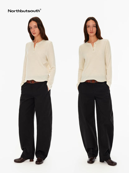 Textured Three Tone Curved Tapered Mid Low Rise Women&