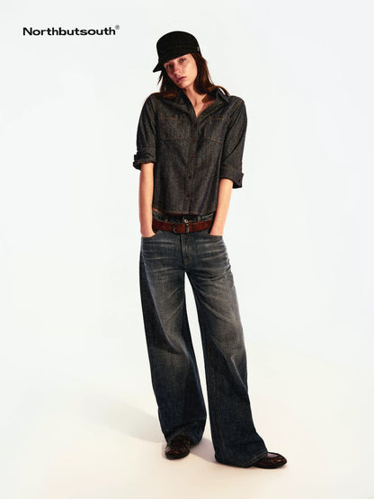 Textured V-neck Waist Cinched Folded Mid Sleeve Women&