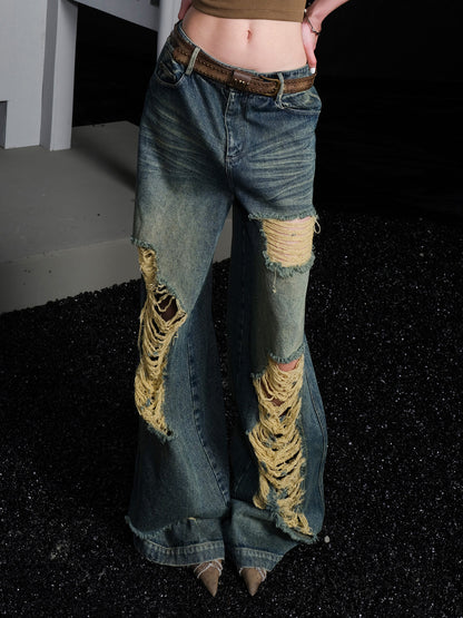 UpdateNN NORTH NODE Street Tipsy Distressed Wide Leg Jeans