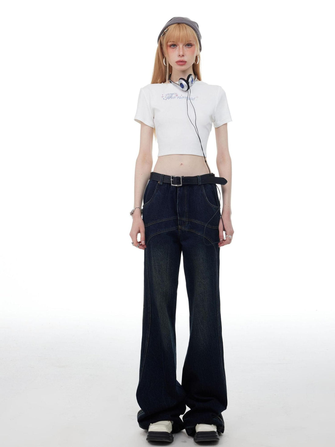 The NeverMore American Retro Distressed Dark Wash Women&