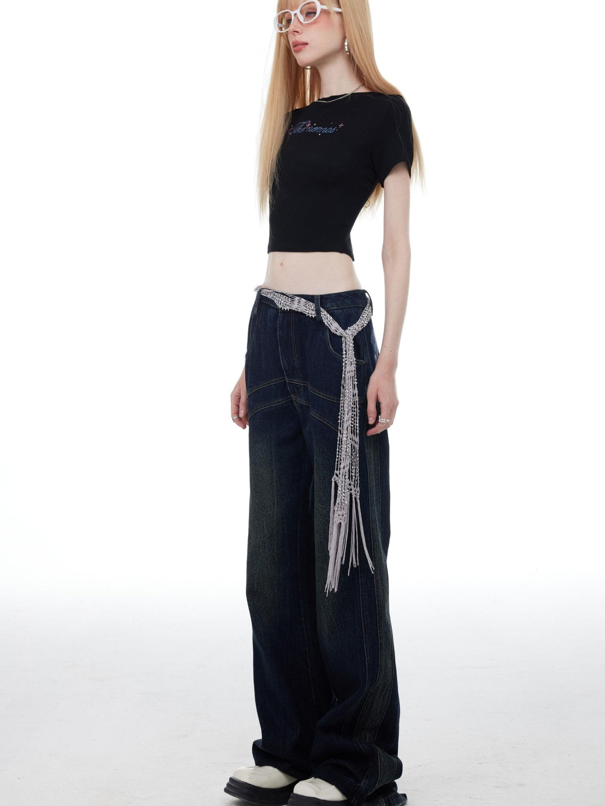 The NeverMore American Retro Distressed Dark Wash Women&