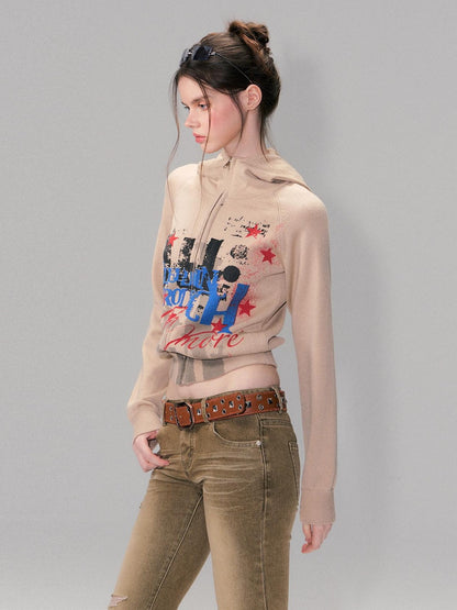 The NeverMore Brown Studded Vintage Pin Buckle Minimalist Jeans Women&