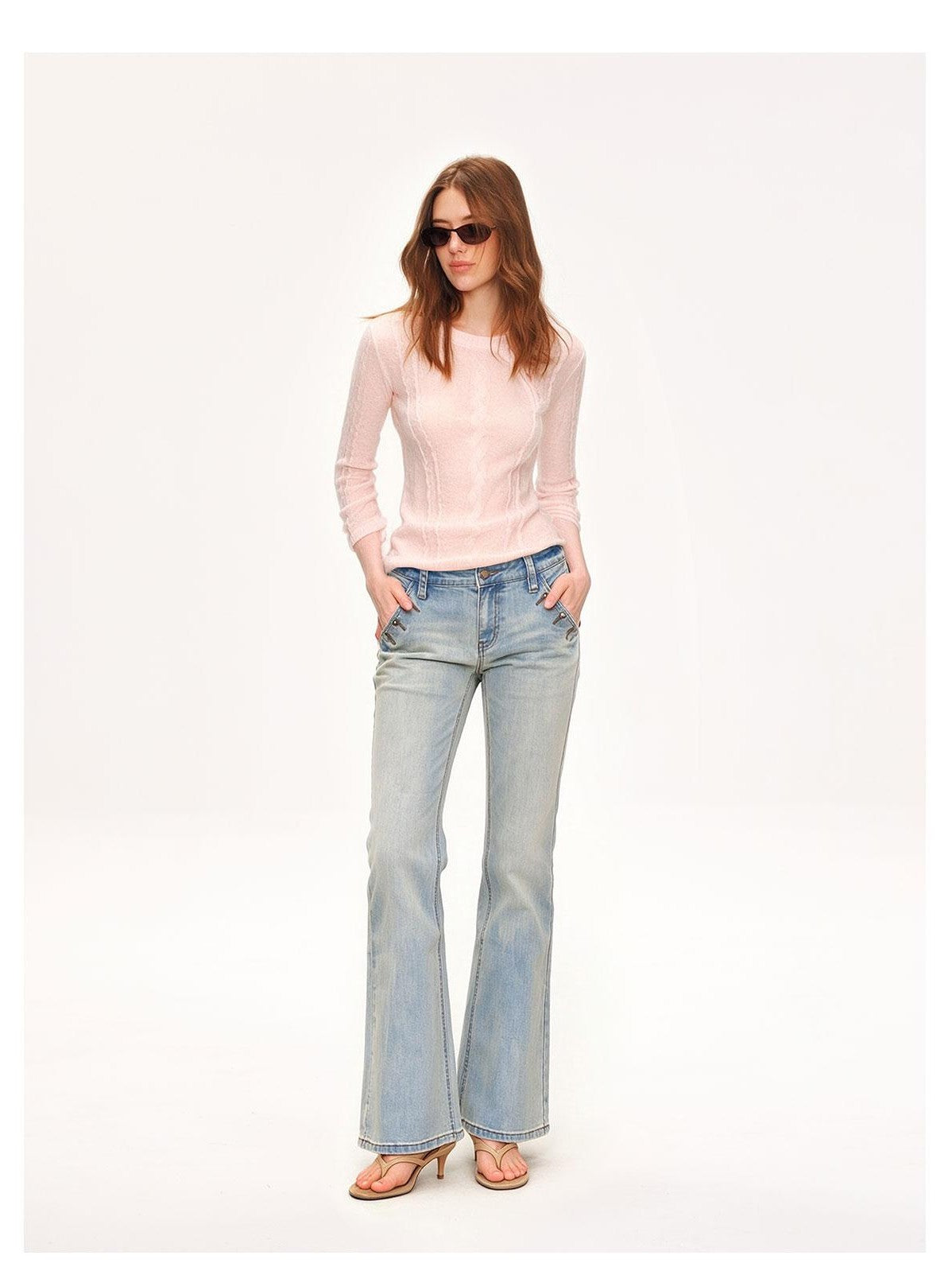 The NeverMore Cable Knit Asymmetric Buttoned Slim Fit Long Sleeve Women&