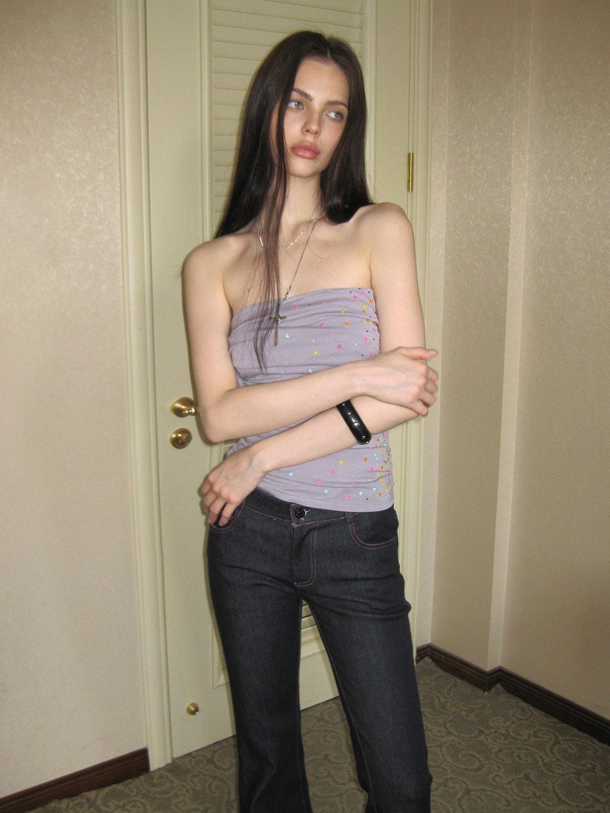 The NeverMore Contrast Topstitching Vintage Slim Women&