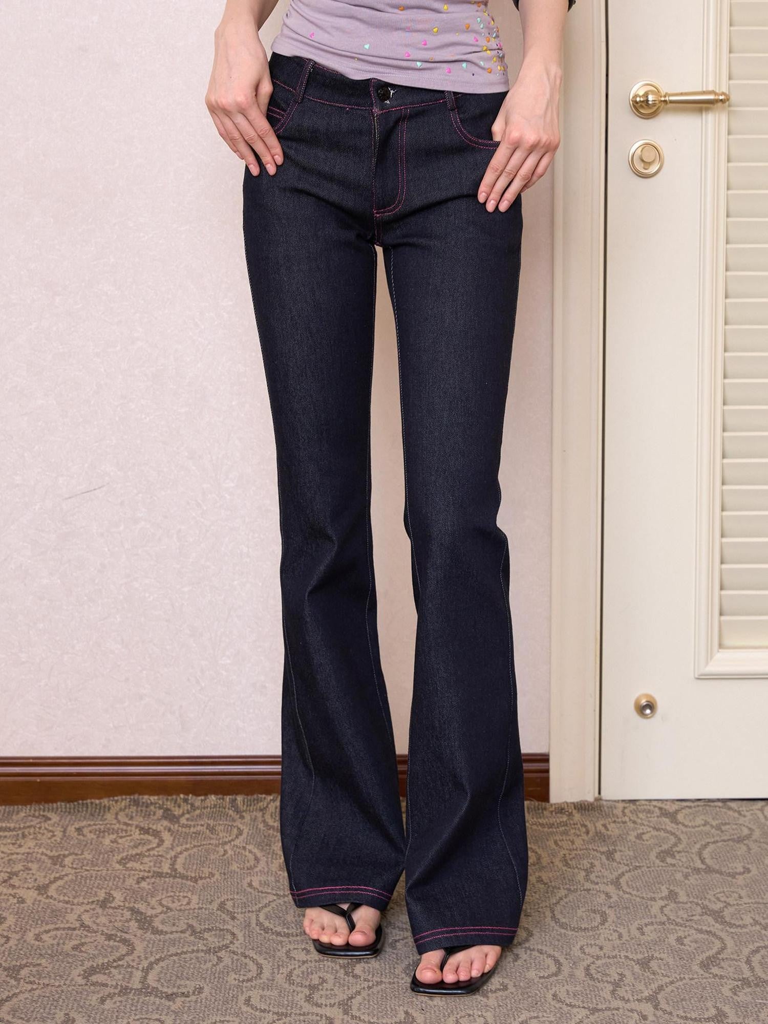 The NeverMore Contrast Topstitching Vintage Slim Women&