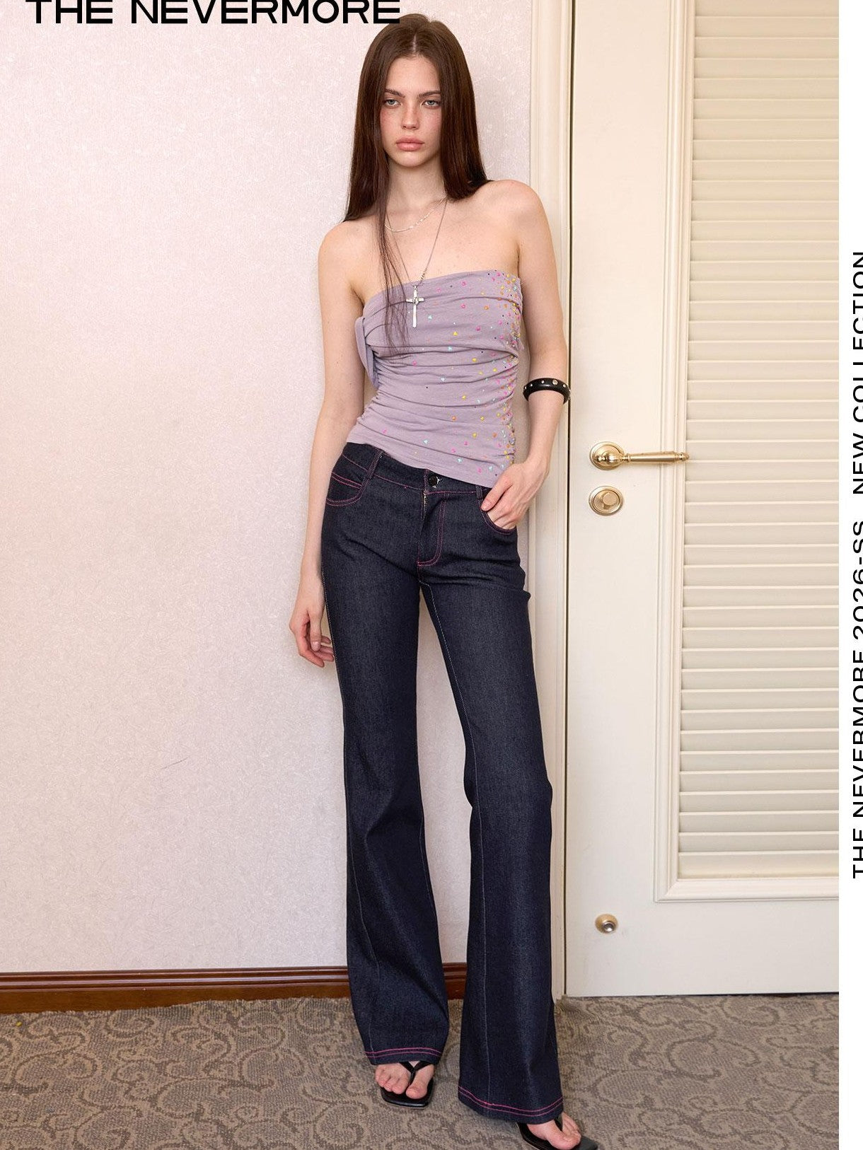 The NeverMore Contrast Topstitching Vintage Slim Women&