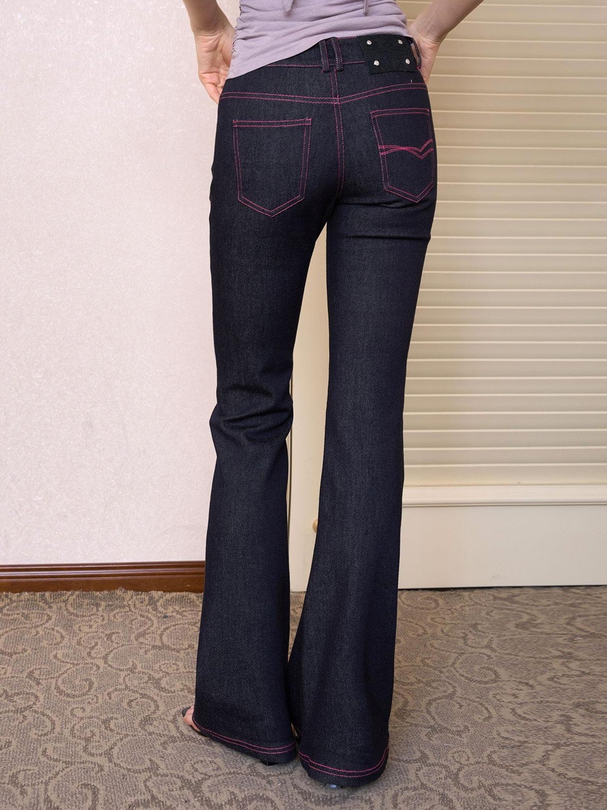 The NeverMore Contrast Topstitching Vintage Slim Women&