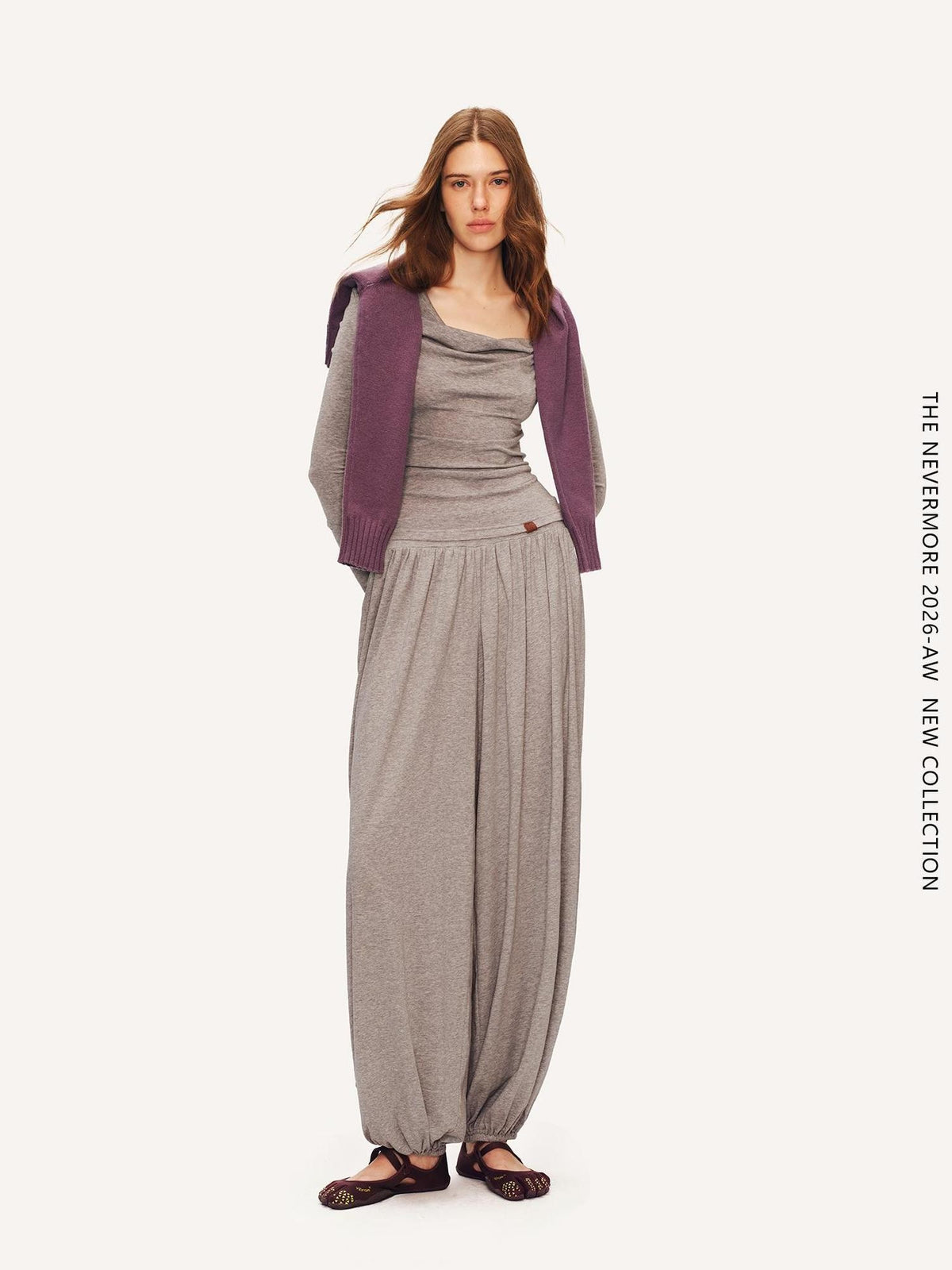 The NeverMore Cowl Neck Draped Waist Knit Loose Fit Women&