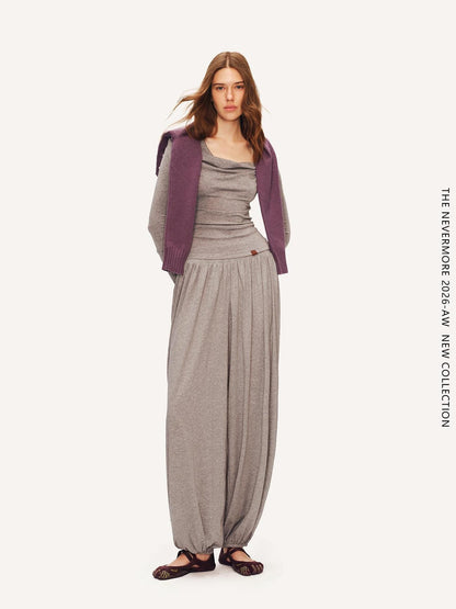 The NeverMore Cowl Neck Draped Waist Knit Loose Fit Women&