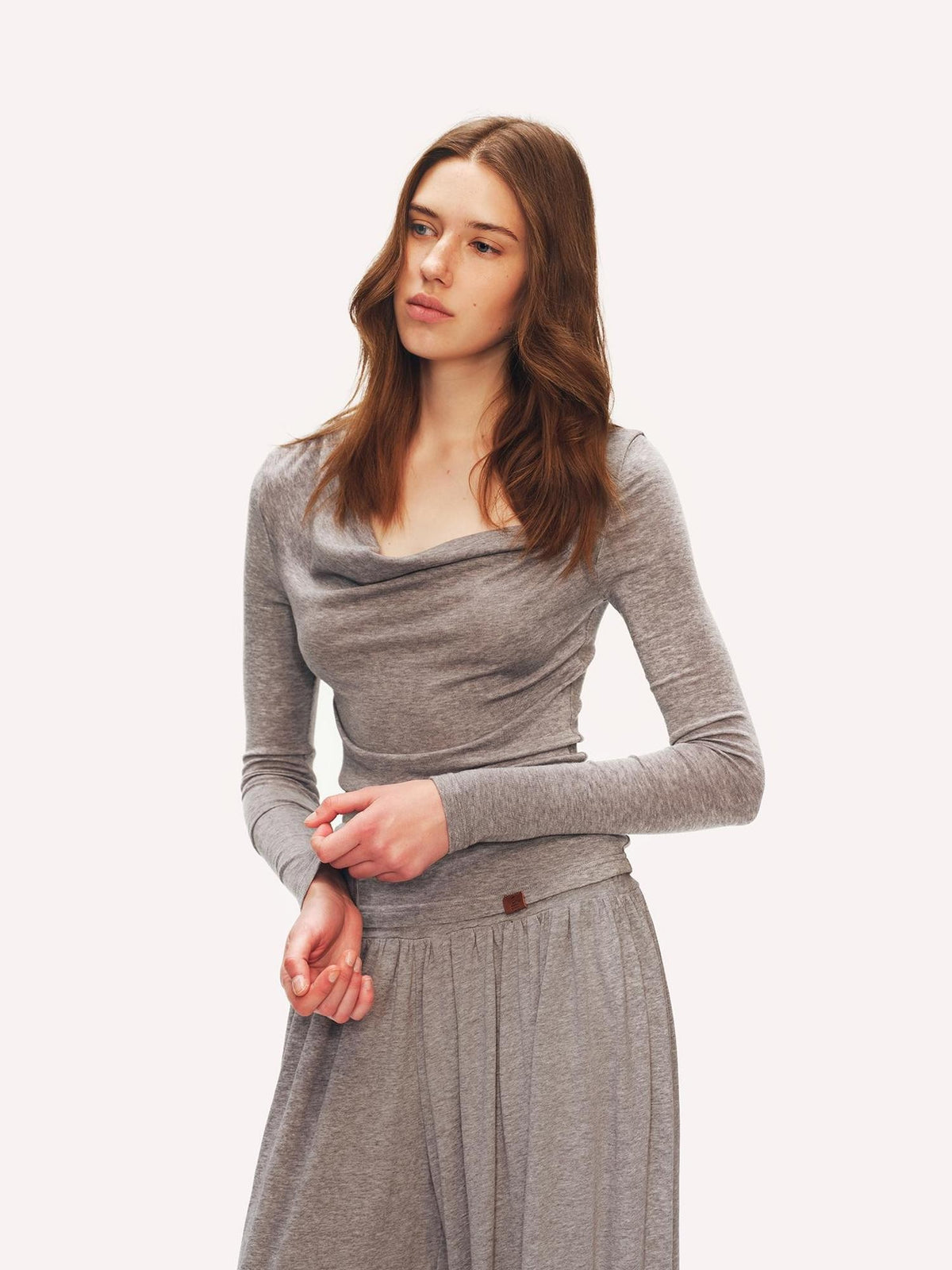 The NeverMore Cowl Neck Draped Waist Knit Loose Fit Women&