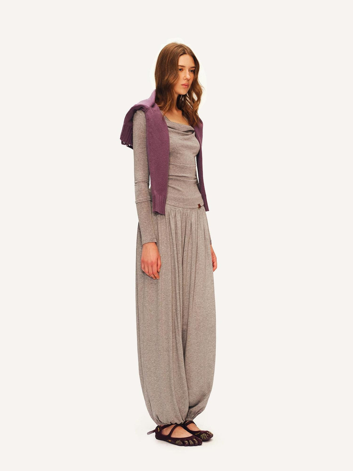 The NeverMore Cowl Neck Draped Waist Knit Loose Fit Women&