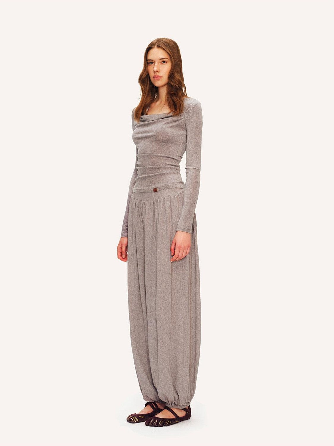 The NeverMore Cowl Neck Draped Waist Knit Loose Fit Women&