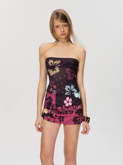 The NeverMore Deep Purple Cropped Printed Slim Fit Vintage Women&