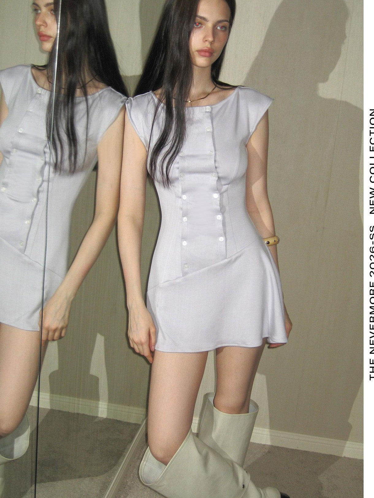 The NeverMore French Double Buttons Tailored One Shoulder Women&