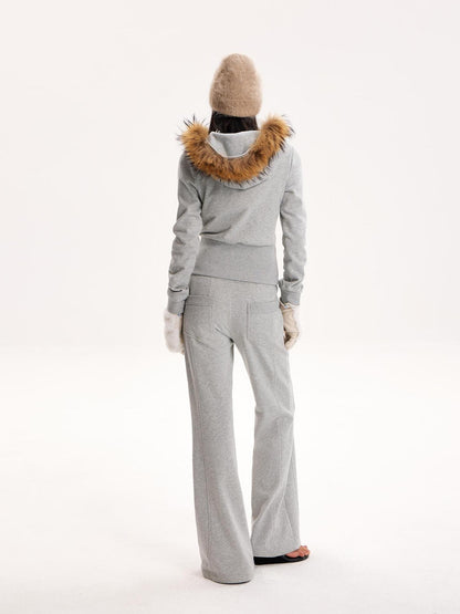 The NeverMore Fur Trim Double Zip Cinched Waist Women&