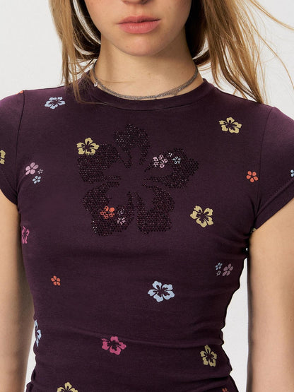 The NeverMore Hand Painted Floral Rhinestone Slim Women&