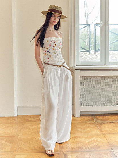 The NeverMore Handpainted Floral Embroidery Cami Women&