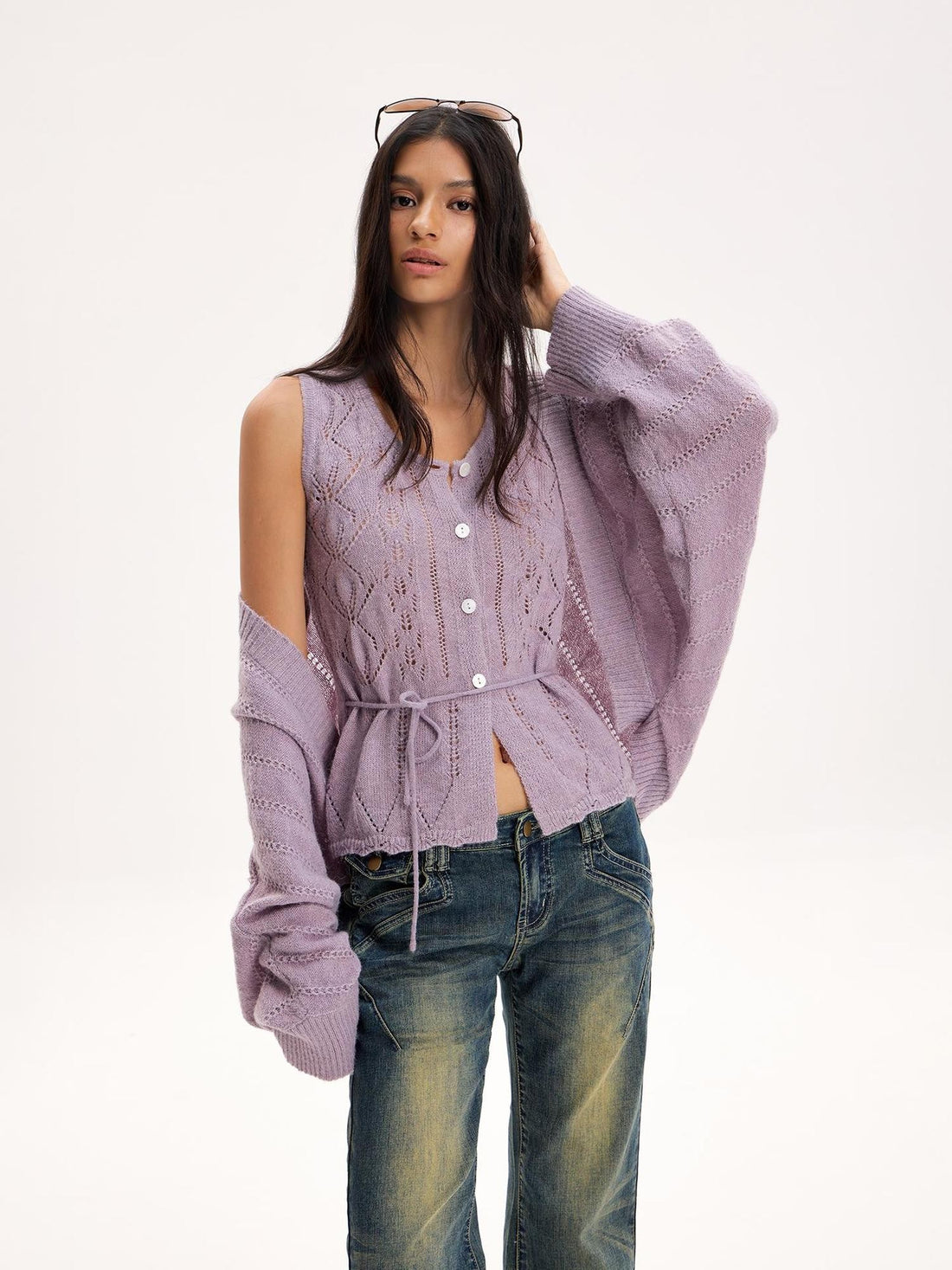 The NeverMore Hollow Out Lace Up Waist Women&
