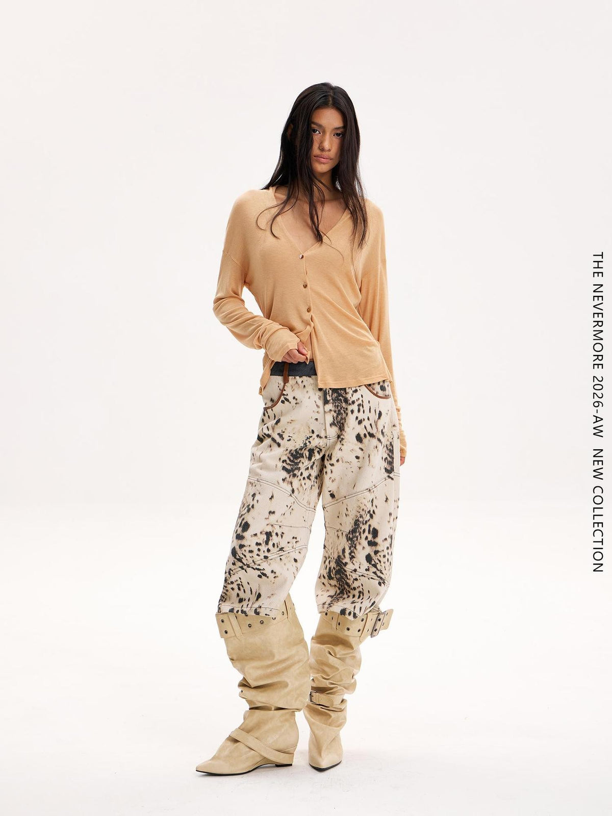 The NeverMore Leopard Print Wide Leg Denim Women&