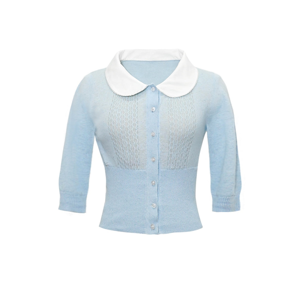 The_NeverMore_Light_Blue_Cutout_Color_Block_Three_Quarter_Sleeve_Cropped_Women&
