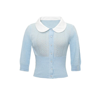 The_NeverMore_Light_Blue_Cutout_Color_Block_Three_Quarter_Sleeve_Cropped_Women&