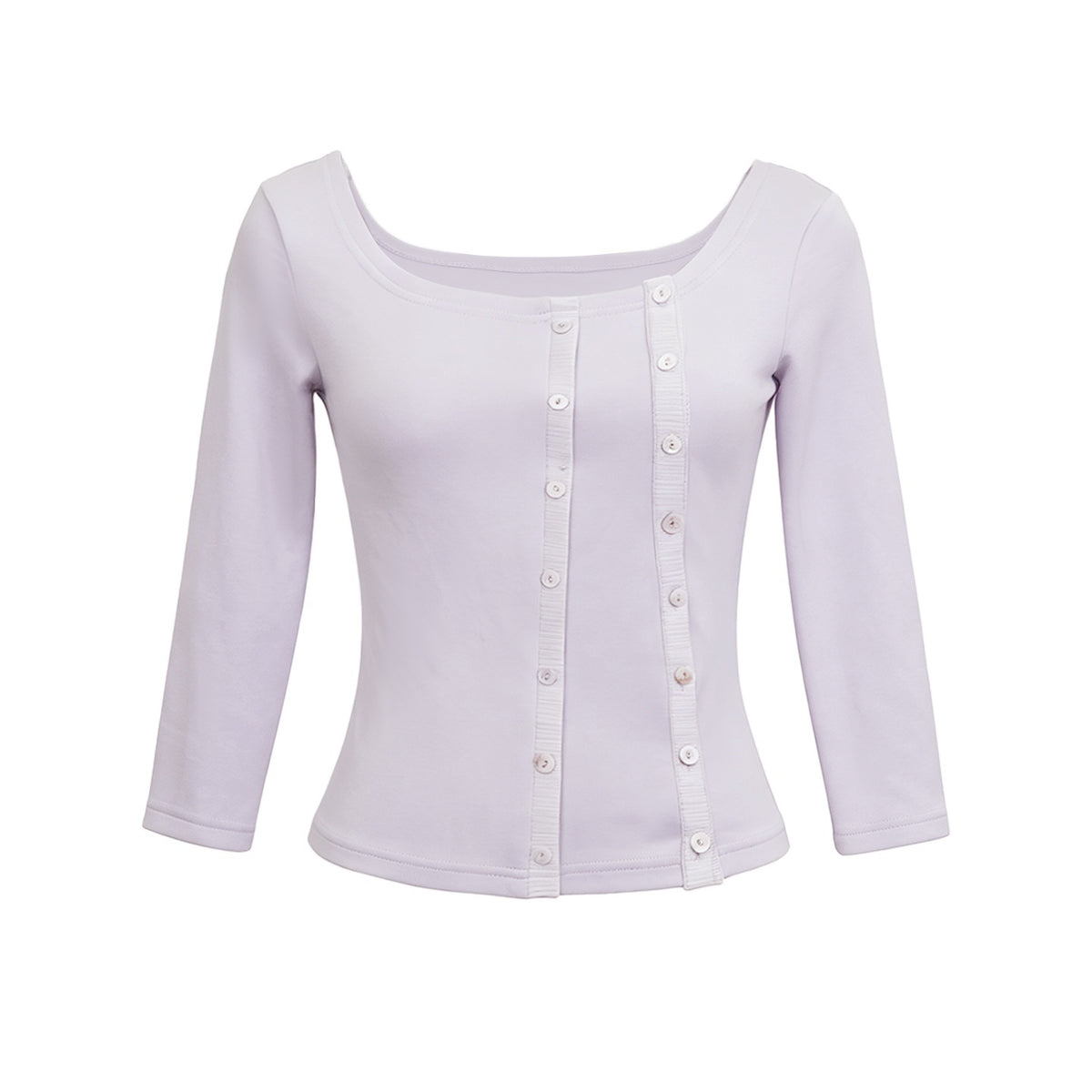 The_NeverMore_Light_Purple_Button_Front_Slim_Fit_Long_Sleeve_Women&