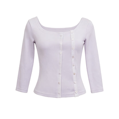 The_NeverMore_Light_Purple_Button_Front_Slim_Fit_Long_Sleeve_Women&