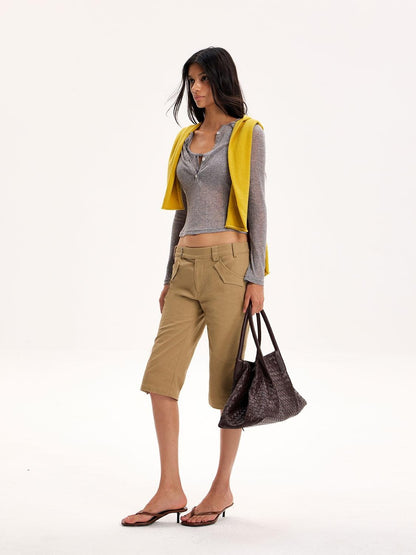 The NeverMore Minimalist Low Rise Straight Leg Cotton Women&
