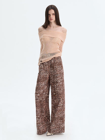 The NeverMore Peach Pink Sequin Cutout Slouchy Knit Women&