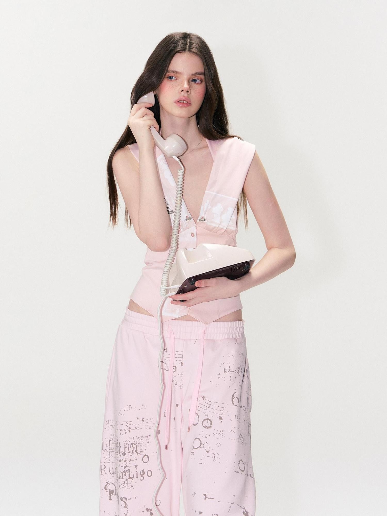 The NeverMore Pink Hooded Letter Print Cropped Slim Women&
