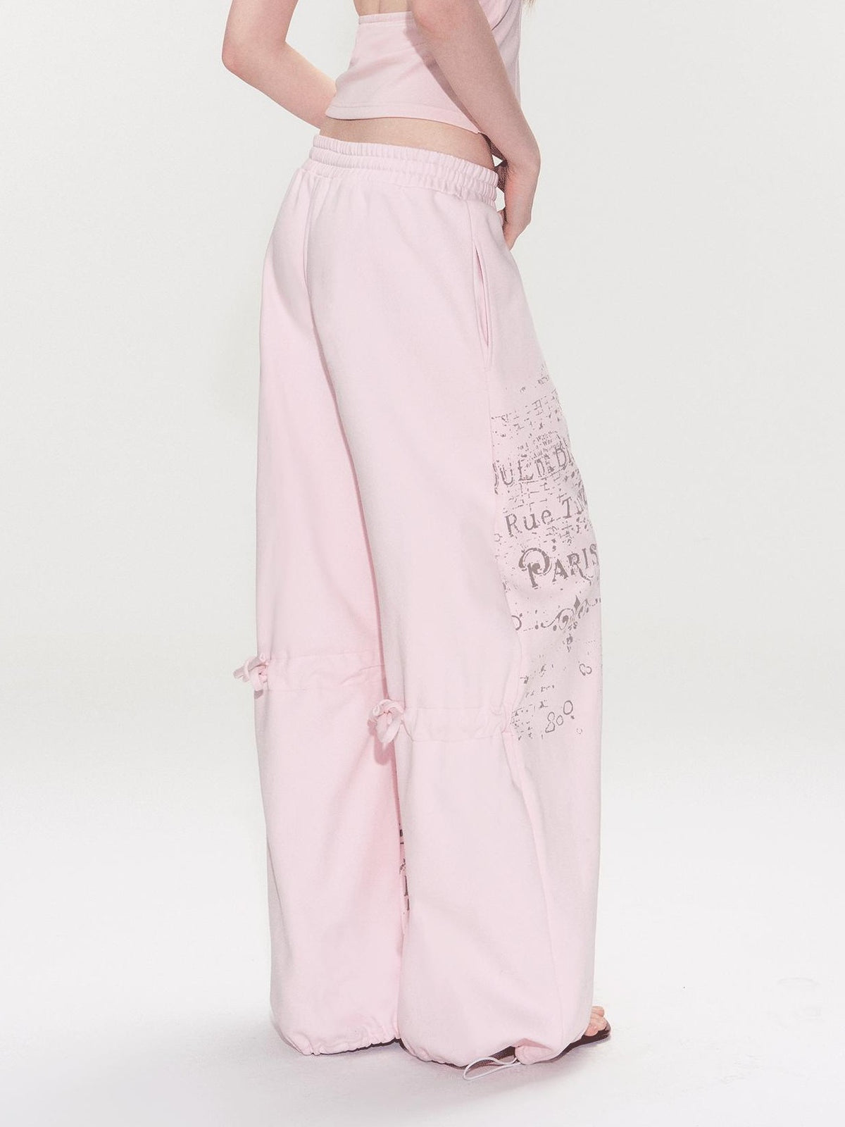 The NeverMore Pink Letter Print Wide Leg Women&