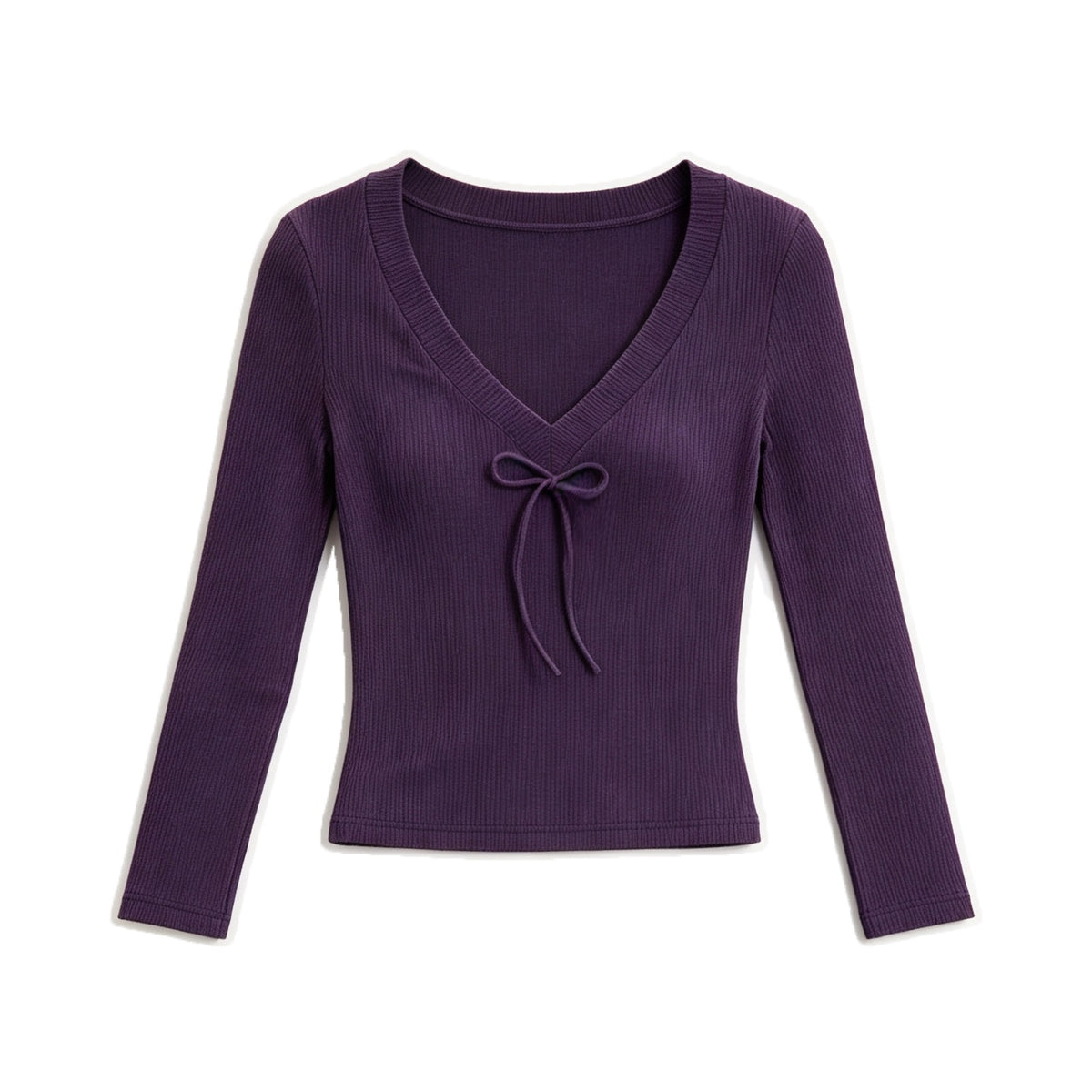 The_NeverMore_Purple_Slim_Fit_Long_Sleeve_Knit_Cropped_Top_Straight_Midi_Women&