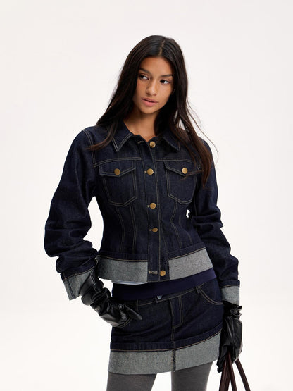The NeverMore Raw Hem Selvedge Topstitch Straight Shoulder Women&
