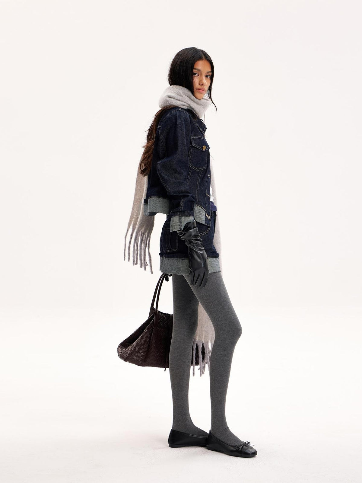 The NeverMore Raw Hem Selvedge Topstitch Straight Shoulder Women&