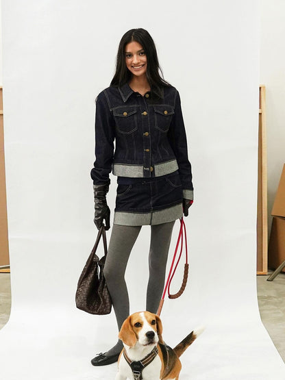 The NeverMore Raw Hem Selvedge Topstitch Straight Shoulder Women&